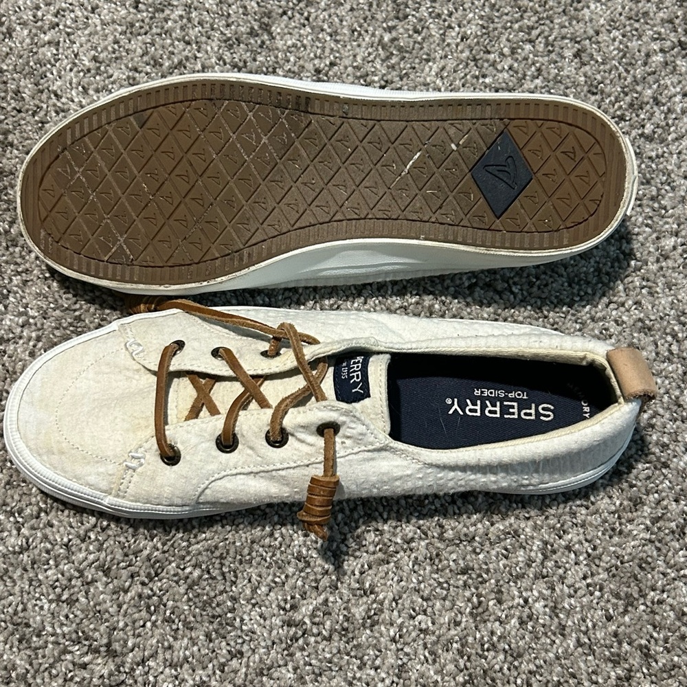 Sperry Top Slider Size 8 Women’s White/Cream Canvas Sneakers